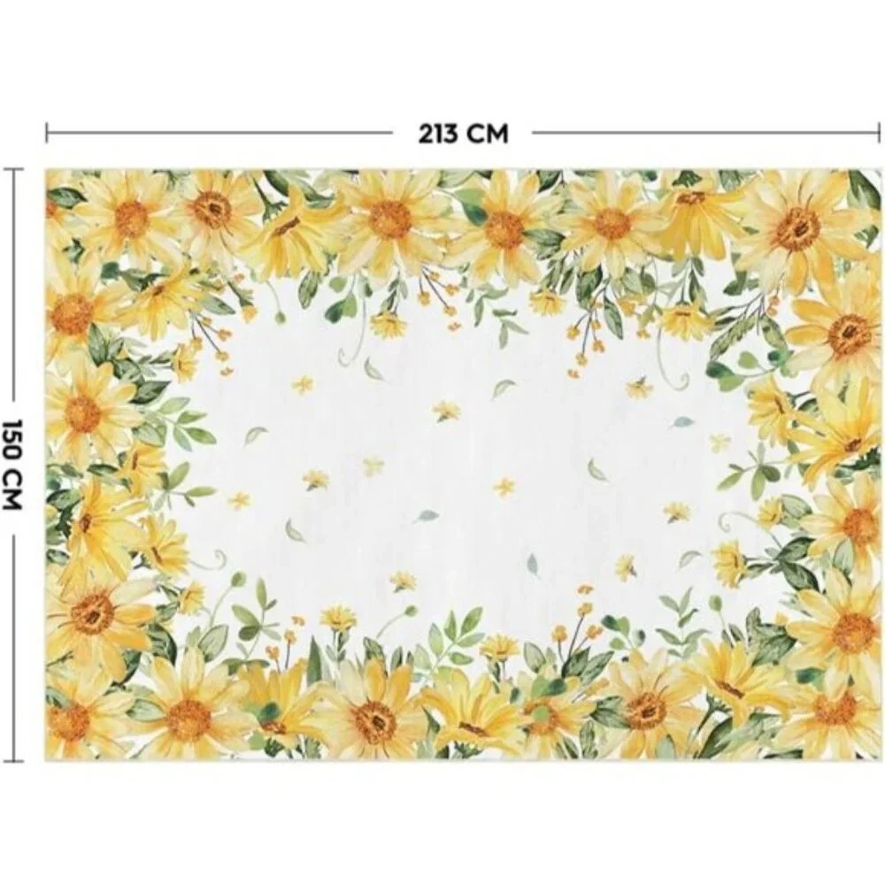 New 5x7 Yellow Daisy Rug, Washable, Low-Profile Spring Decor for Home & Bedroom